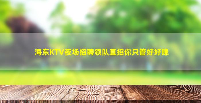 海东KTV夜场招聘领队直招你只管好好赚